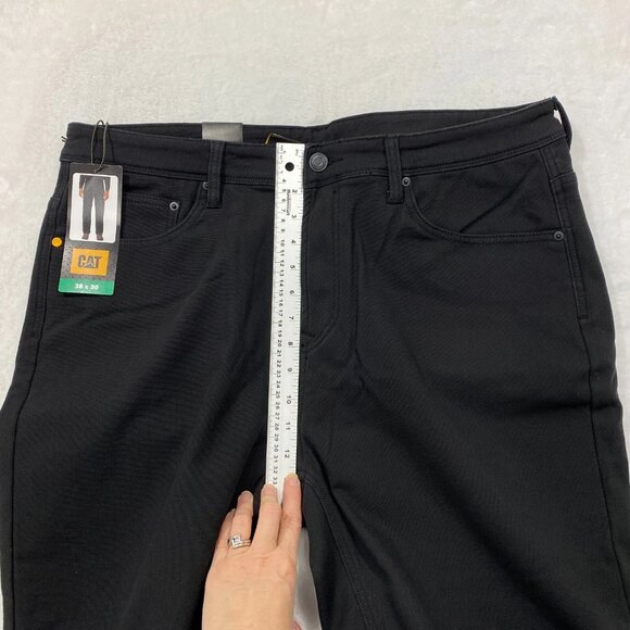 CAT Caterpillar Work Pants Mens 38 x 30 Black Canvas Fleece Lined Insulated - Picture 9 of 11